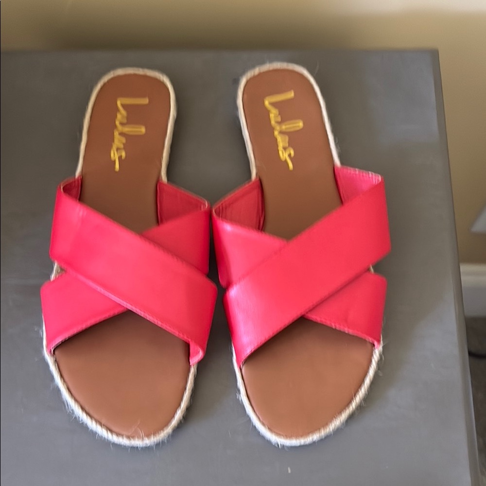 Lulu's Red Sandals Criss-Cross Summer Slides